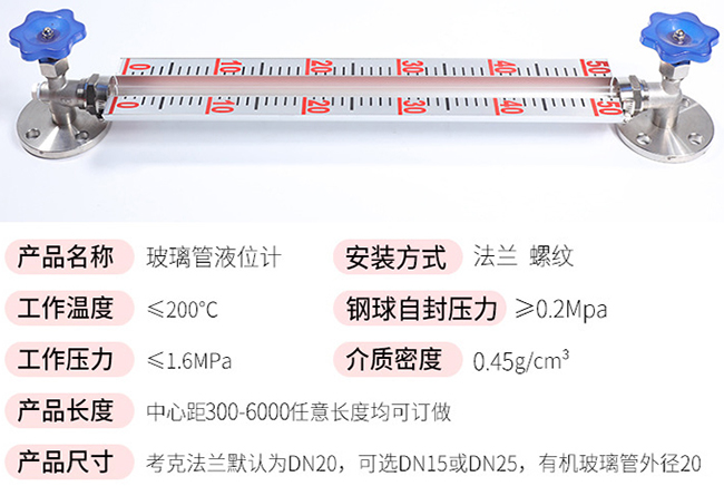 锅炉玻璃板液位计技术参数对照表
