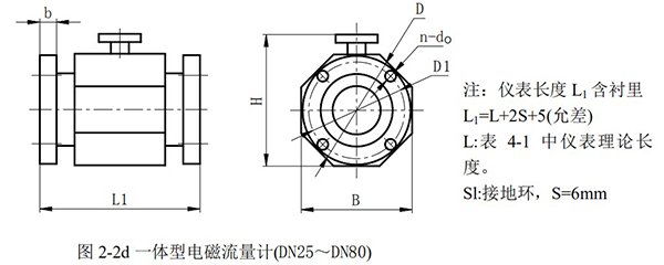 dn80管道流量计外形尺寸图二